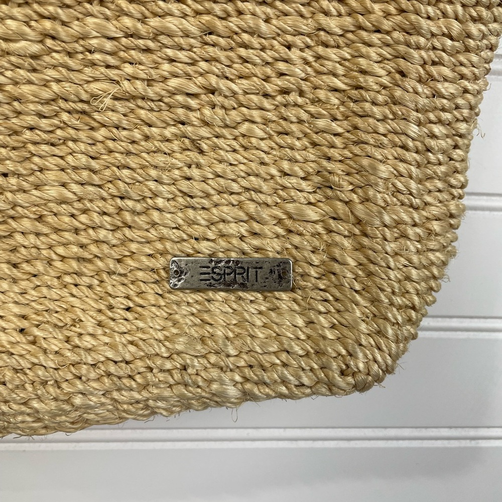 Espirt Vintage Tan Woven Straw Backpack Purse GUC - Picture 8 of 9